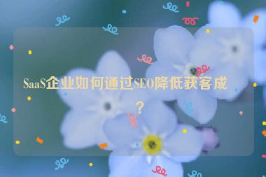 SaaS企業(yè)如何通過SEO降低獲客成本？