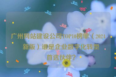 廣州網(wǎng)站建設(shè)公司TOP10榜單（2024最新版）誰(shuí)是企業(yè)數(shù)字化轉(zhuǎn)型的首選伙伴？