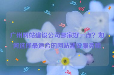 廣州網(wǎng)站建設公司哪家好一點？如何選擇最適合的網(wǎng)站建設服務商
