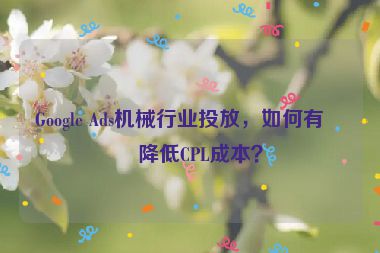 Google Ads機(jī)械行業(yè)投放，如何有效降低CPL成本？