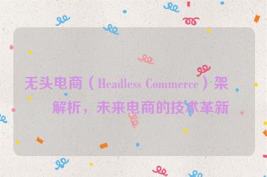 無(wú)頭電商（Headless Commerce）架構(gòu)解析，未來(lái)電商的技術(shù)革新