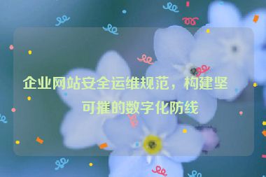 企業(yè)網(wǎng)站安全運(yùn)維規(guī)范，構(gòu)建堅(jiān)不可摧的數(shù)字化防線