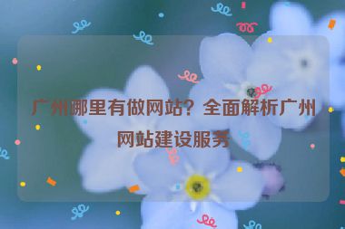 廣州哪里有做網(wǎng)站？全面解析廣州網(wǎng)站建設(shè)服務(wù)