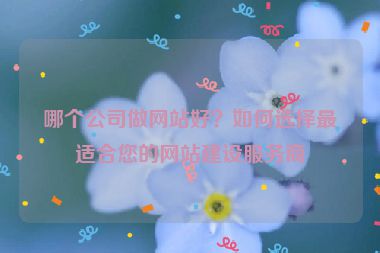 哪個(gè)公司做網(wǎng)站好？如何選擇最適合您的網(wǎng)站建設(shè)服務(wù)商