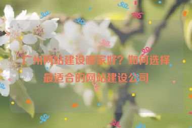 廣州網(wǎng)站建設(shè)哪家好？如何選擇最適合的網(wǎng)站建設(shè)公司