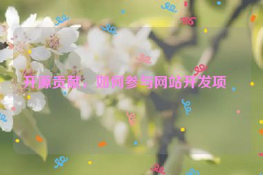 開源貢獻(xiàn)，如何參與網(wǎng)站開發(fā)項目