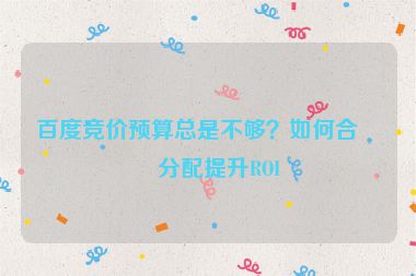 百度競價預(yù)算總是不夠？如何合理分配提升ROI