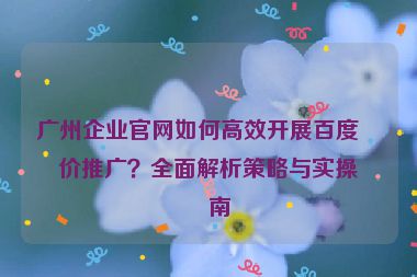 廣州企業(yè)官網(wǎng)如何高效開展百度競價推廣？全面解析策略與實操指南