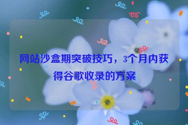 網(wǎng)站沙盒期突破技巧，3個(gè)月內(nèi)獲得谷歌收錄的方案
