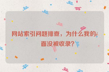 網(wǎng)站索引問題排查，為什么我的頁面沒被收錄？