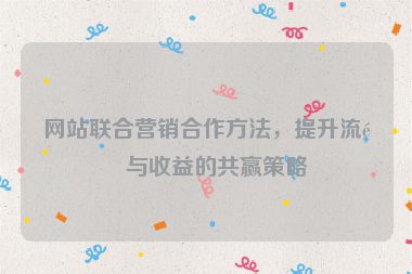 網(wǎng)站聯(lián)合營銷合作方法，提升流量與收益的共贏策略
