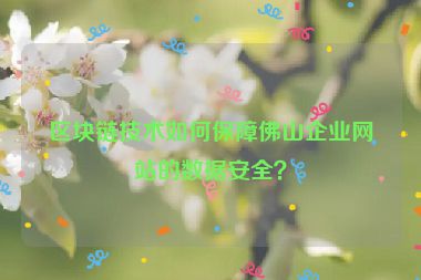 區(qū)塊鏈技術(shù)如何保障佛山企業(yè)網(wǎng)站的數(shù)據(jù)安全？