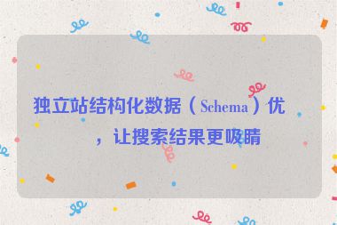 獨(dú)立站結(jié)構(gòu)化數(shù)據(jù)（Schema）優(yōu)化，讓搜索結(jié)果更吸睛