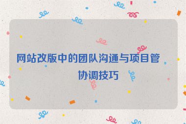 網站改版中的團隊溝通與項目管理協(xié)調技巧