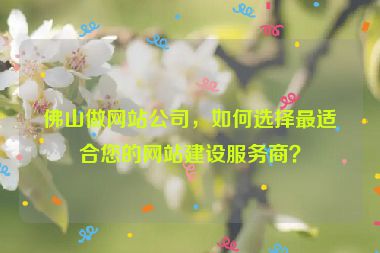 佛山做網(wǎng)站公司，如何選擇最適合您的網(wǎng)站建設(shè)服務(wù)商？