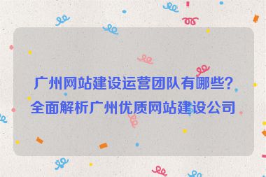 廣州網(wǎng)站建設(shè)運營團(tuán)隊有哪些？全面解析廣州優(yōu)質(zhì)網(wǎng)站建設(shè)公司