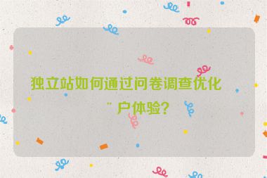 獨(dú)立站如何通過(guò)問(wèn)卷調(diào)查優(yōu)化用戶體驗(yàn)？