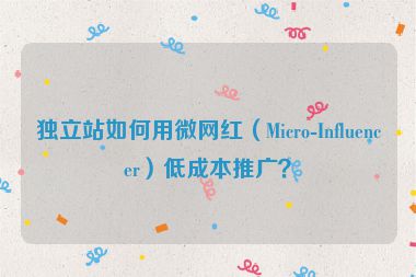 獨(dú)立站如何用微網(wǎng)紅（Micro-Influencer）低成本推廣？