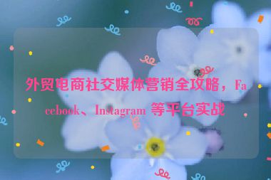 外貿(mào)電商社交媒體營銷全攻略，F(xiàn)acebook、Instagram 等平臺實戰(zhàn)