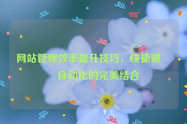 網(wǎng)站管理效率提升技巧，快捷鍵與自動化的完美結(jié)合