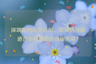 深圳做網(wǎng)站的公司，如何選擇最適合您的網(wǎng)站建設(shè)服務(wù)商？