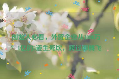 創(chuàng)始人必看，外貿(mào)企業(yè)從1000萬到1億的3道生死坎，跨過即騰飛！