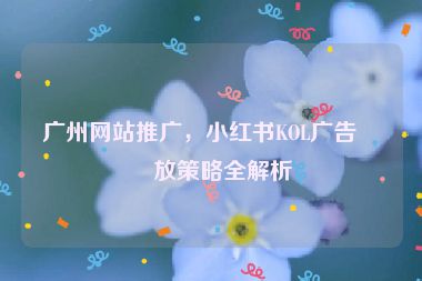 廣州網(wǎng)站推廣，小紅書KOL廣告投放策略全解析