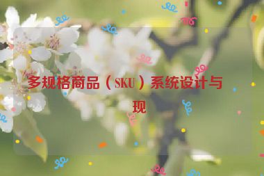 多規(guī)格商品（SKU）系統(tǒng)設計與實現(xiàn)