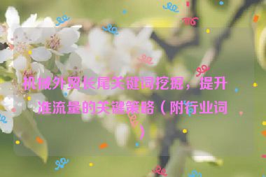 機(jī)械外貿(mào)長(zhǎng)尾關(guān)鍵詞挖掘，提升精準(zhǔn)流量的關(guān)鍵策略（附行業(yè)詞庫(kù)）