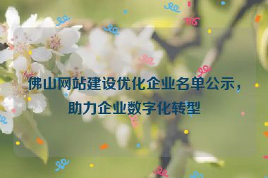 佛山網(wǎng)站建設優(yōu)化企業(yè)名單公示，助力企業(yè)數(shù)字化轉型
