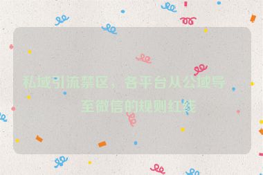 私域引流禁區(qū)，各平臺從公域?qū)Я髦廖⑿诺囊?guī)則紅線