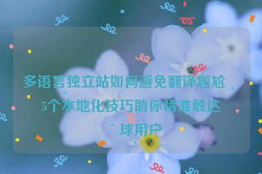 多語言獨立站如何避免翻譯尷尬？5個本地化技巧助你精準觸達全球用戶