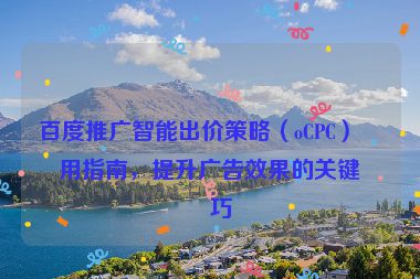 百度推廣智能出價策略（oCPC）使用指南，提升廣告效果的關(guān)鍵技巧