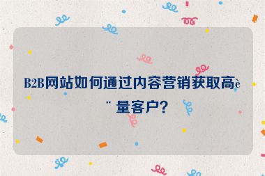B2B網(wǎng)站如何通過內容營銷獲取高質量客戶？