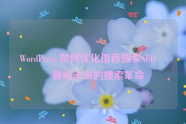 WordPress 如何優(yōu)化語音搜索SEO？擁抱未來的搜索革命