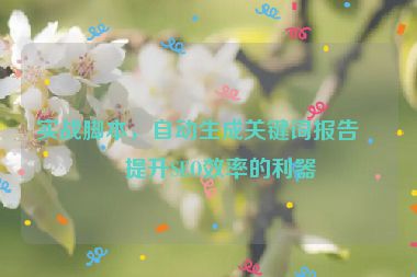 實(shí)戰(zhàn)腳本，自動(dòng)生成關(guān)鍵詞報(bào)告—提升SEO效率的利器