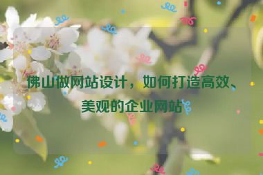 佛山做網站設計，如何打造高效、美觀的企業(yè)網站