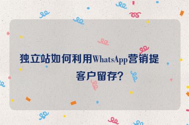 獨立站如何利用WhatsApp營銷提升客戶留存？