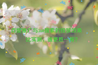 百度推廣與360搜索的投放效果對比實測，誰更勝一籌？