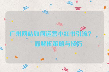 廣州網(wǎng)站如何運(yùn)營(yíng)小紅書引流？全面解析策略與技巧