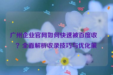 廣州企業(yè)官網如何快速被百度收錄？全面解析收錄技巧與優(yōu)化策略