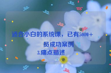 適合小白的系統(tǒng)課，已有5000+學(xué)員成功案例
3.痛點描述