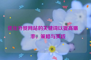 優(yōu)化外貿(mào)網(wǎng)站的關(guān)鍵詞以提高曝光率，策略與實(shí)踐