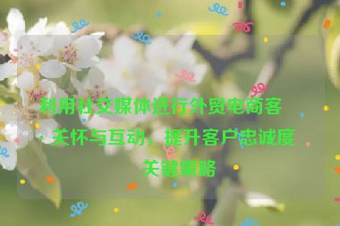 利用社交媒體進行外貿電商客戶關懷與互動，提升客戶忠誠度的關鍵策略