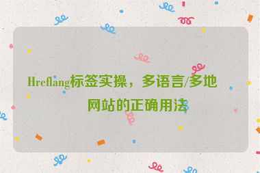 Hreflang標(biāo)簽實(shí)操，多語言/多地區(qū)網(wǎng)站的正確用法