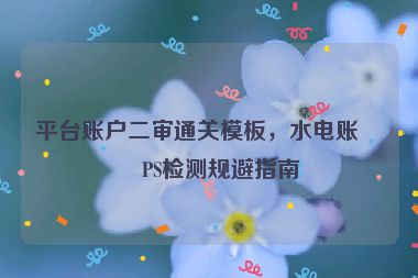 平臺賬戶二審?fù)P(guān)模板，水電賬單PS檢測規(guī)避指南