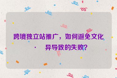 跨境獨(dú)立站推廣，如何避免文化差異導(dǎo)致的失敗？