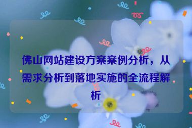 佛山網(wǎng)站建設(shè)方案案例分析，從需求分析到落地實施的全流程解析
