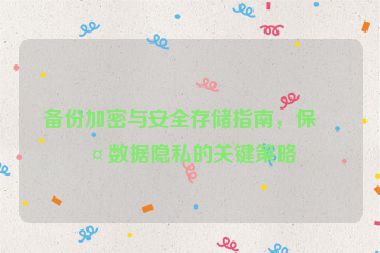 備份加密與安全存儲指南，保護數(shù)據(jù)隱私的關鍵策略