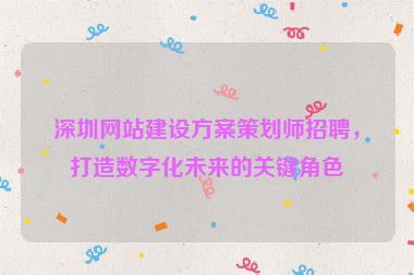 深圳網(wǎng)站建設方案策劃師招聘，打造數(shù)字化未來的關鍵角色